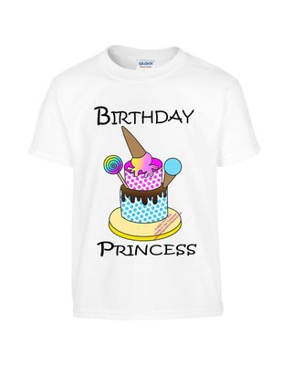 Graphic T-shirt, Birthday Princess, Kids, Children, Youth, Tee, Birthday Party, Cake, Ice Cream,