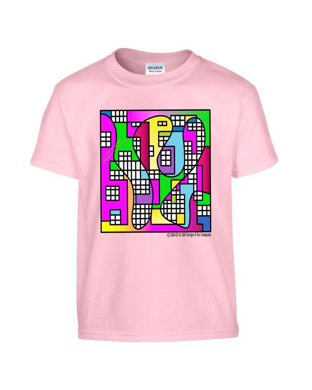 Tee shirt "Heart of the City"™ Original Abstract Art T-shirt, short sleeve, crewneck, cotton,