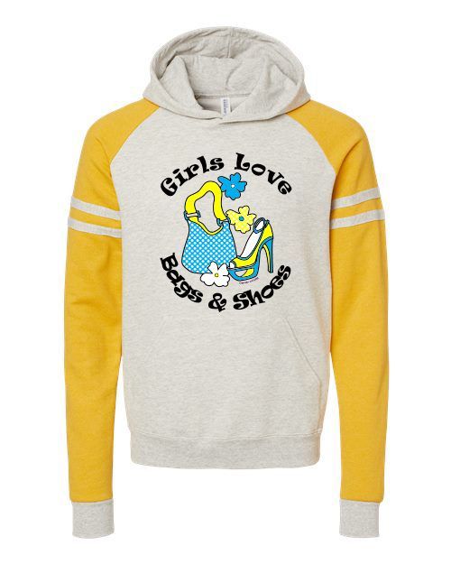 NuBlend Varsity Color-block Raglan Hooded Sweatshirt, Girls Love Bags & Shoes