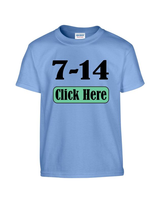 7-14 Custom Apparel , For Adults & Youth, Any color shirt,
