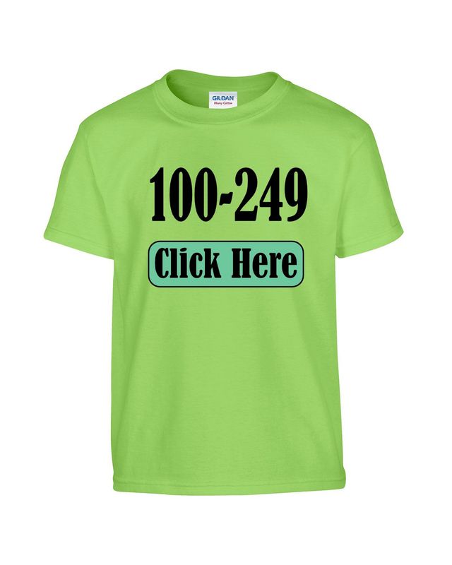 100-249 Custom Apparel, For Adults & Youth, Any color shirt,
