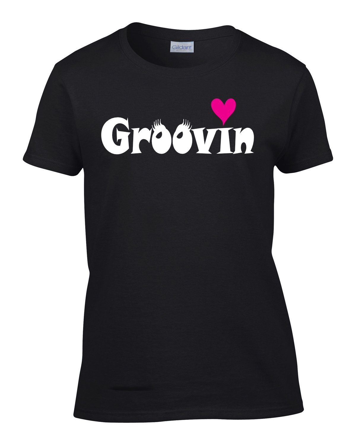 Groovin with Heart  in White on Fitted Tee