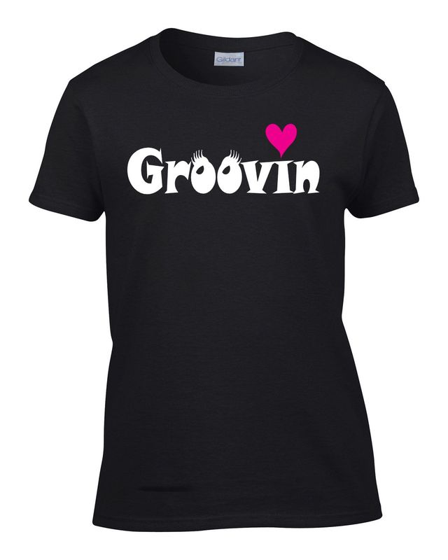 Groovin with Heart  in White on Fitted Tee