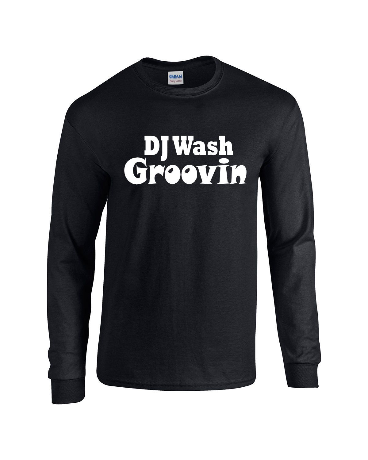 DJ Wash Groovin in White on Long Sleeve T-shirt