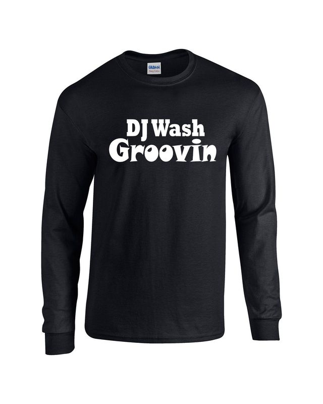 DJ Wash Groovin in White on Long Sleeve T-shirt
