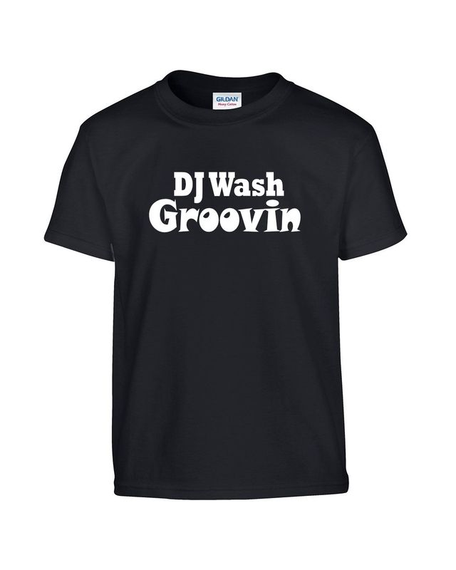DJ Wash Groovin in White on Short Sleeve T-shirt