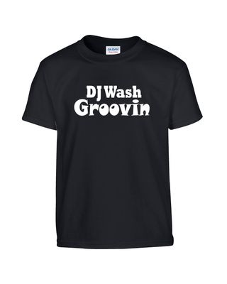 DJ Wash Groovin in White on Short Sleeve T-shirt