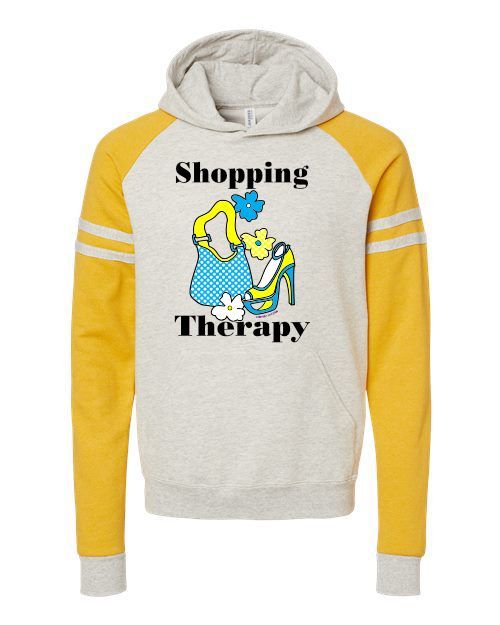 Shopping Therapy shirt| NuBlend Varsity Color-block Raglan Hooded Sweatshirt Bags & Shoes
