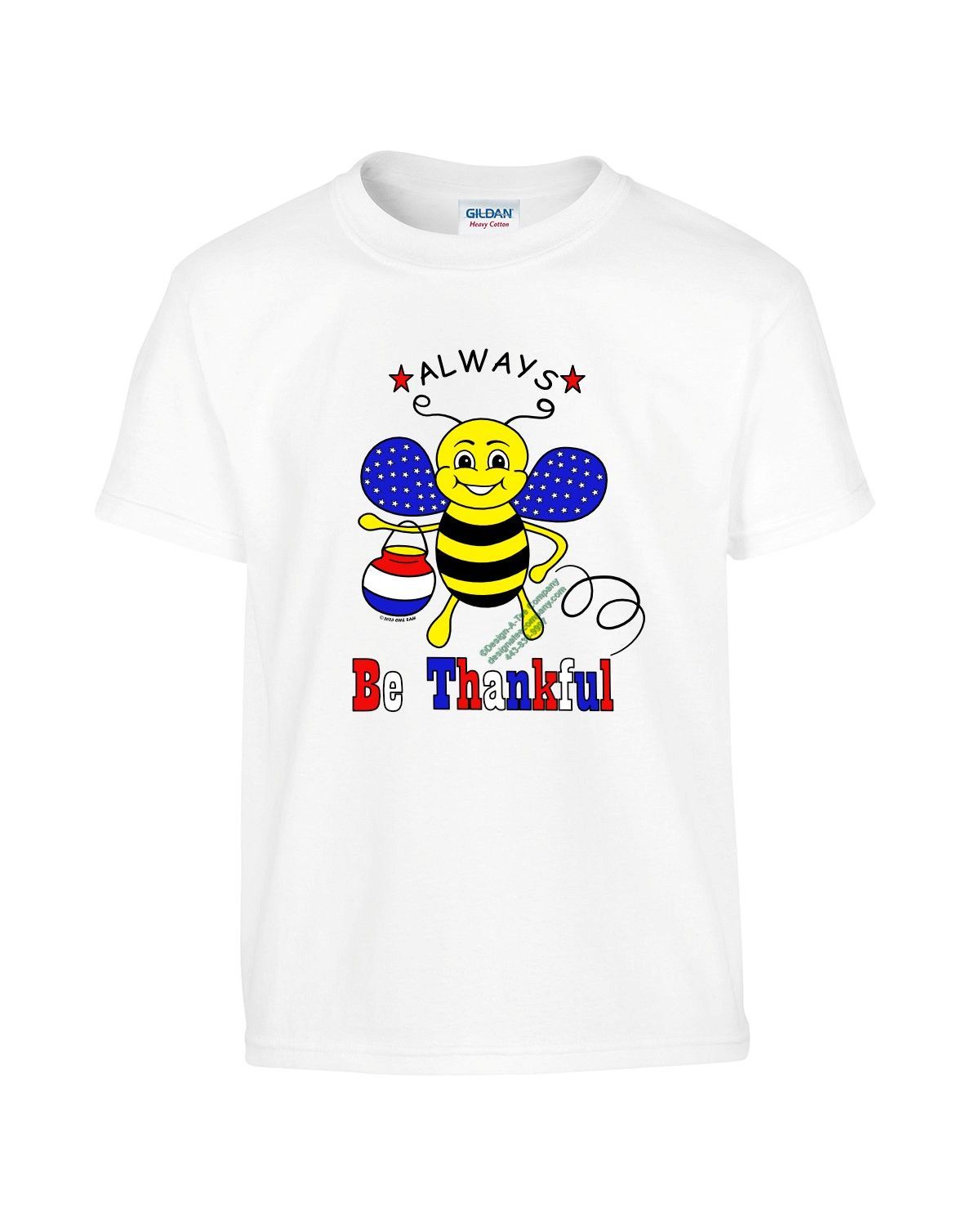 Red white & blue Bumblebee tee shirt, Be Thankful