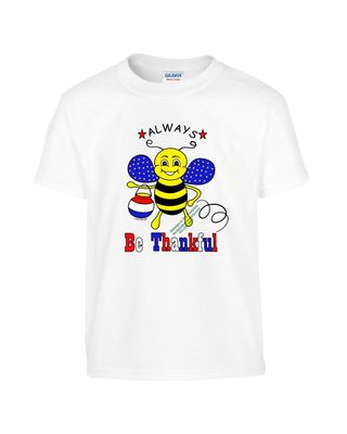 Red white & blue Bumblebee tee shirt, Be Thankful