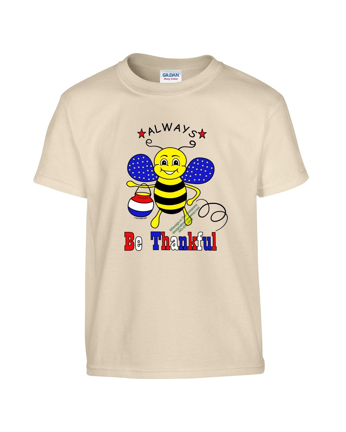 Red white & blue Bumblebee tee shirt, Be Thankful