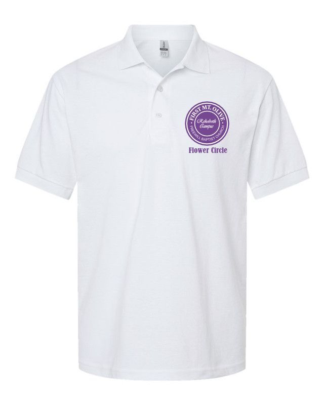 First Mount Olive Freewill Baptist Church (FMO) Flower Circle Logo, Front Left Chest on Short Sleeve Polo