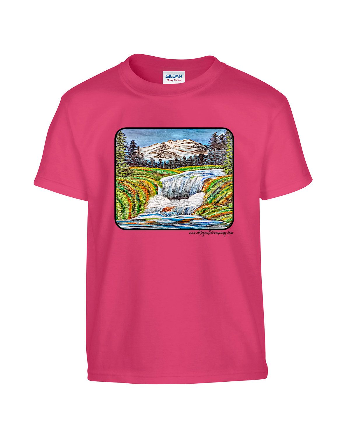 Tee shirt  Waterfall painting on t-shirt, short sleeve, crewneck, cotton,