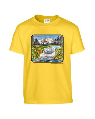 Tee shirt  Waterfall painting on t-shirt, short sleeve, crewneck, cotton,