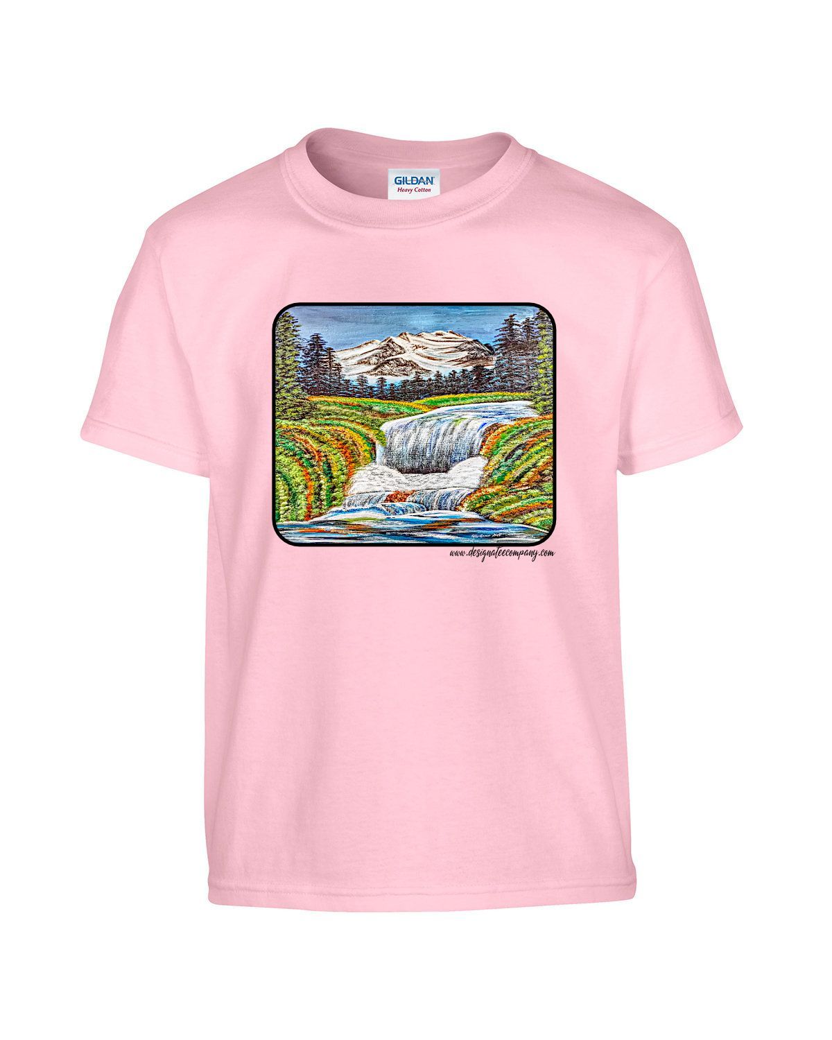 Tee shirt  Waterfall painting on t-shirt, short sleeve, crewneck, cotton,