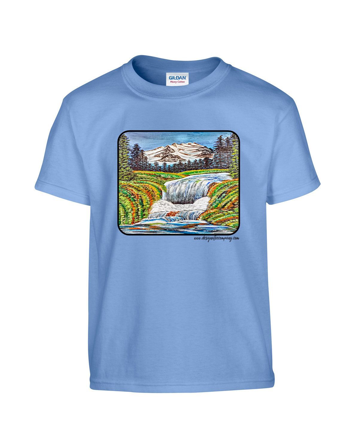 Tee shirt  Waterfall painting on t-shirt, short sleeve, crewneck, cotton,
