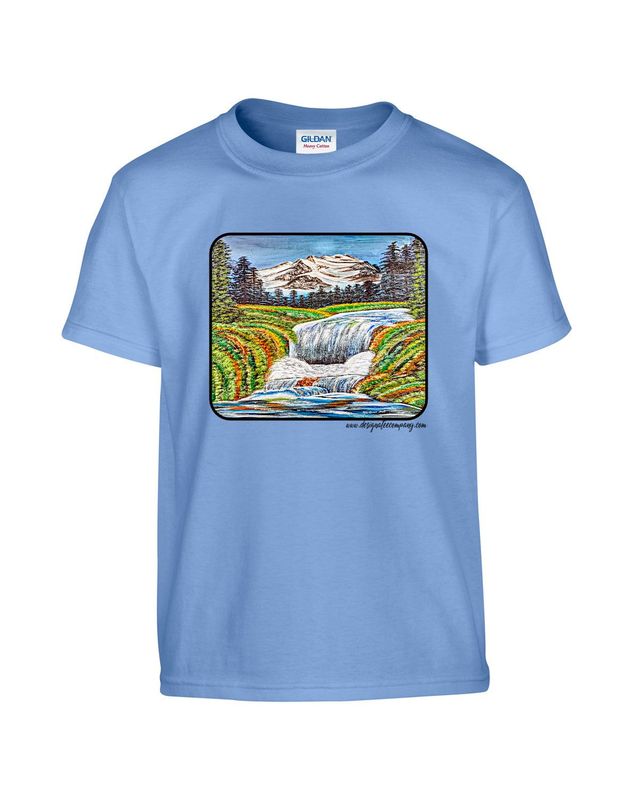 Tee shirt  Waterfall painting on t-shirt, short sleeve, crewneck, cotton,