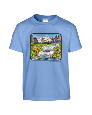 Tee shirt  Waterfall painting on t-shirt, short sleeve, crewneck, cotton,