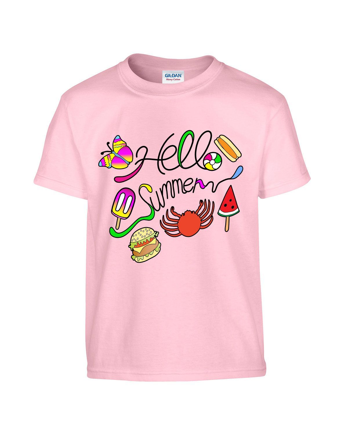 Graphic tee| crab ice cream hamburger hot dog watermelon butterfly summertime fun Hello Summer Women Girls Men Boys shirt