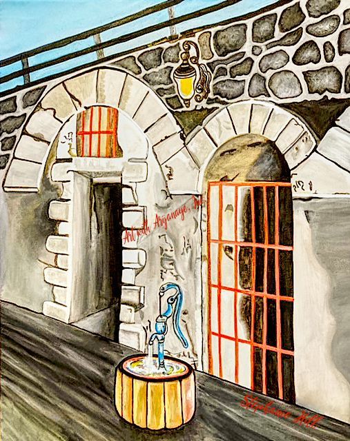 Wishing well gallery wrapped canvas art print