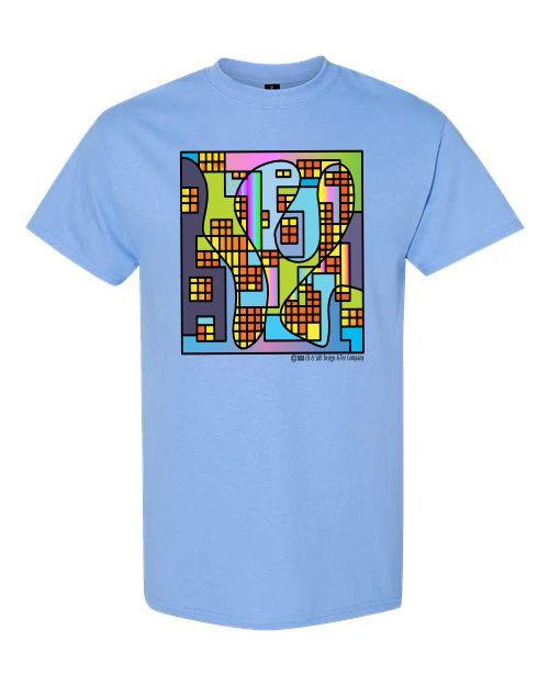 Graphic t-shirt, Heather Radiant Orchid, Carolina Blue "Heart of the City"™ Original Abstract Art T-shirt, short sleeve, crewneck, cotton,