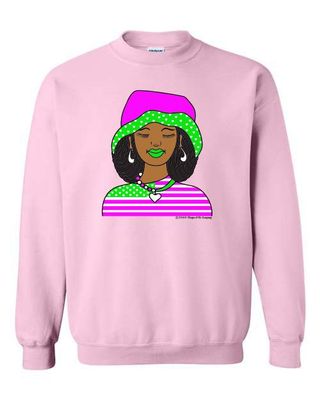 Pink & Green Floppy hat girl with hearts & stripes apparel Pink & Green Floppy hat girl with hearts & stripes apparel