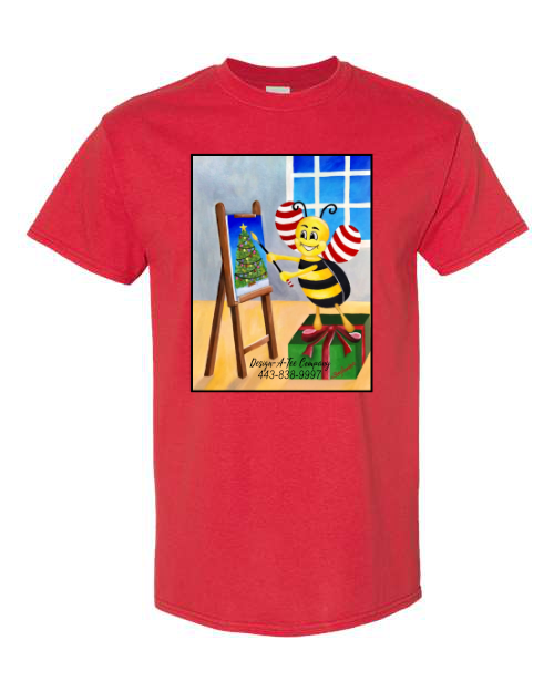 Christmas bumblebee painting a Christmas tree apparel