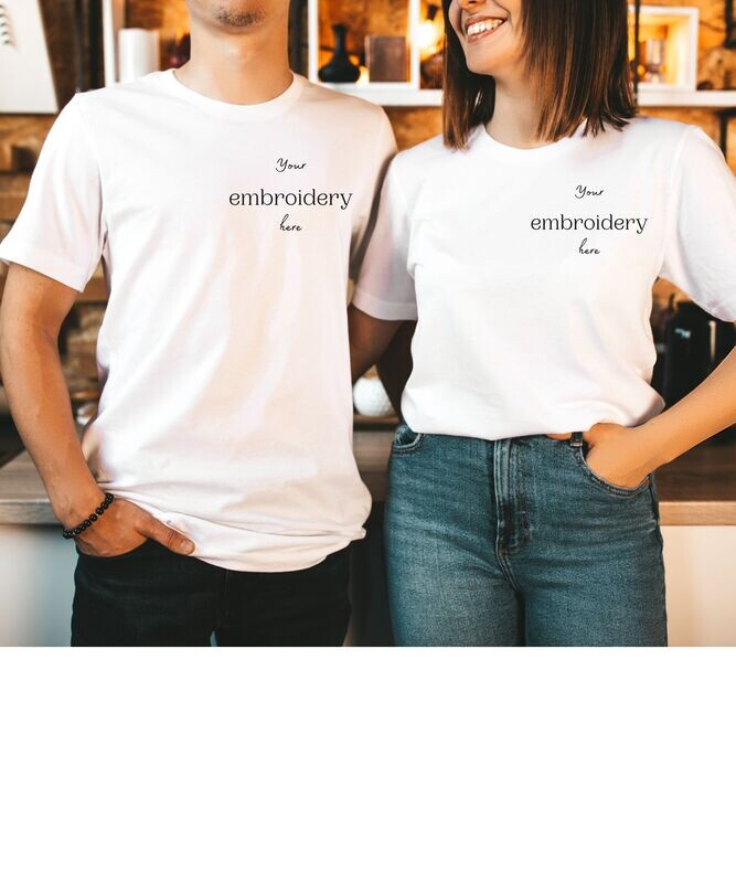 Couple's Embroidery Connection Tees: Craft Your Story Together (price for both tshirts)
