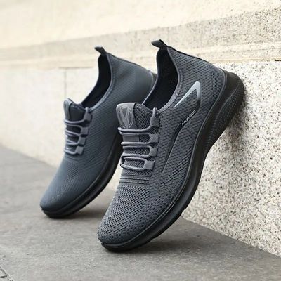 Atmungsaktive, gewebte Strick Sneaker in Grau Größe 39,5- QH39393