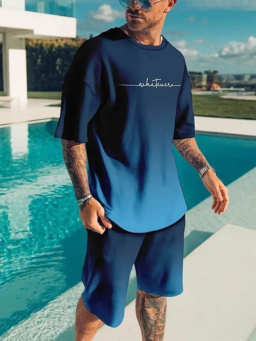 ​Herren Shorts und T-Shirt in Blau KB216173