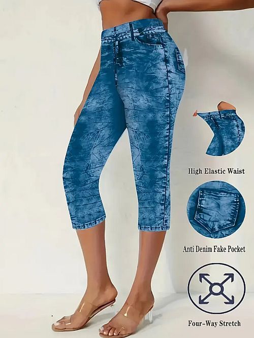 Capri-Hose aus Jeans-Imitat PN1413851