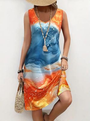 Ärmelloses V-Ausschnitt-Kleid CG1138594