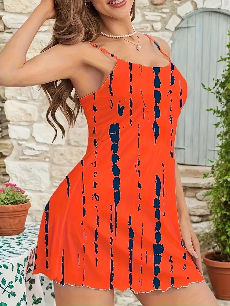 Halterneck-Kleid mit Tie-Dye-Print LV1648877