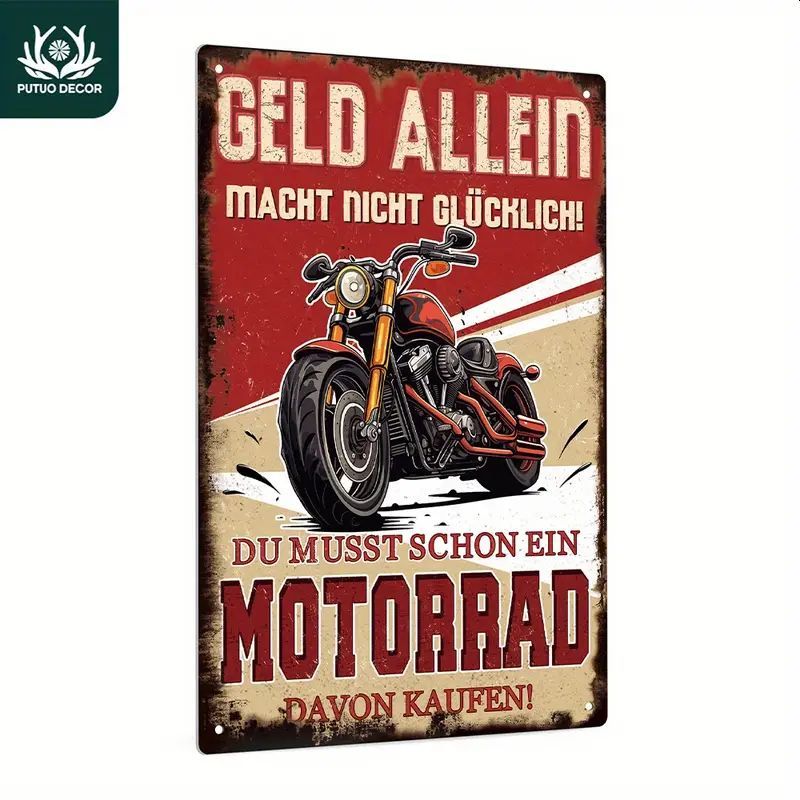 Sprücheschild Motorrad glücklich 131662EN