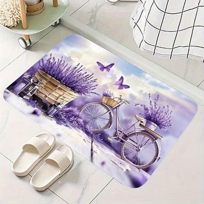 Lavendelblumen-Bett-Fahrradmuster Fußmatte 3285134GM