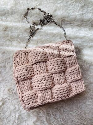 Powder pink hand-crocheted bag