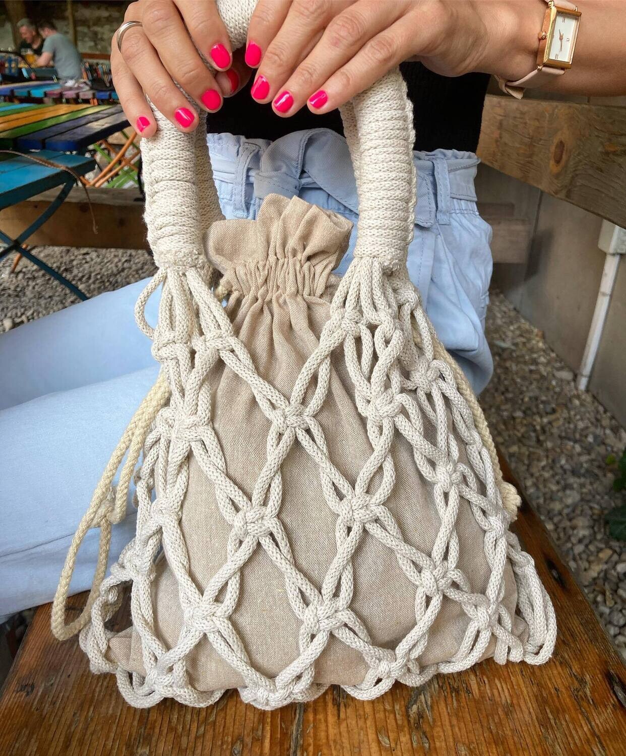 Fisknet handbag (Latte)