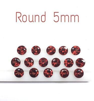 5mm Red Garnet Round Faceted Gemstone