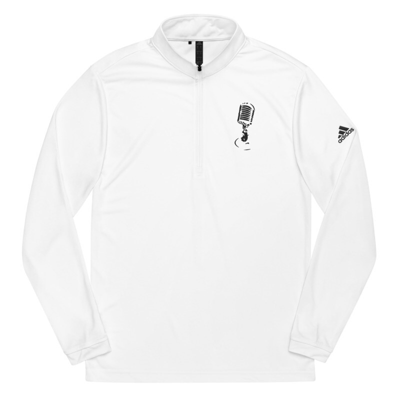 MMR Men&#39;s ADIDAS White LS Premium Embroidered Classic Microphone Logo Pullover