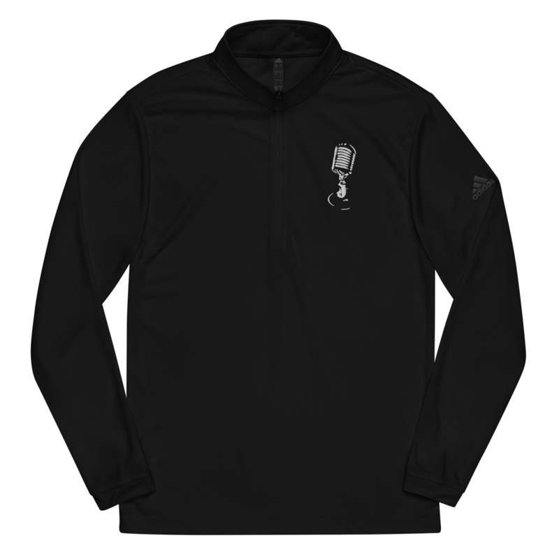 MMR Men&#39;s ADIDAS Left Side Premium Embroidered White Classic Microphone Logo Quarter Zip Pullover