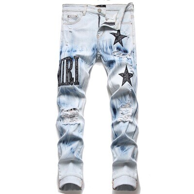 Men&#39;s Elastic Slim-fit Embroidered Pencil Pants