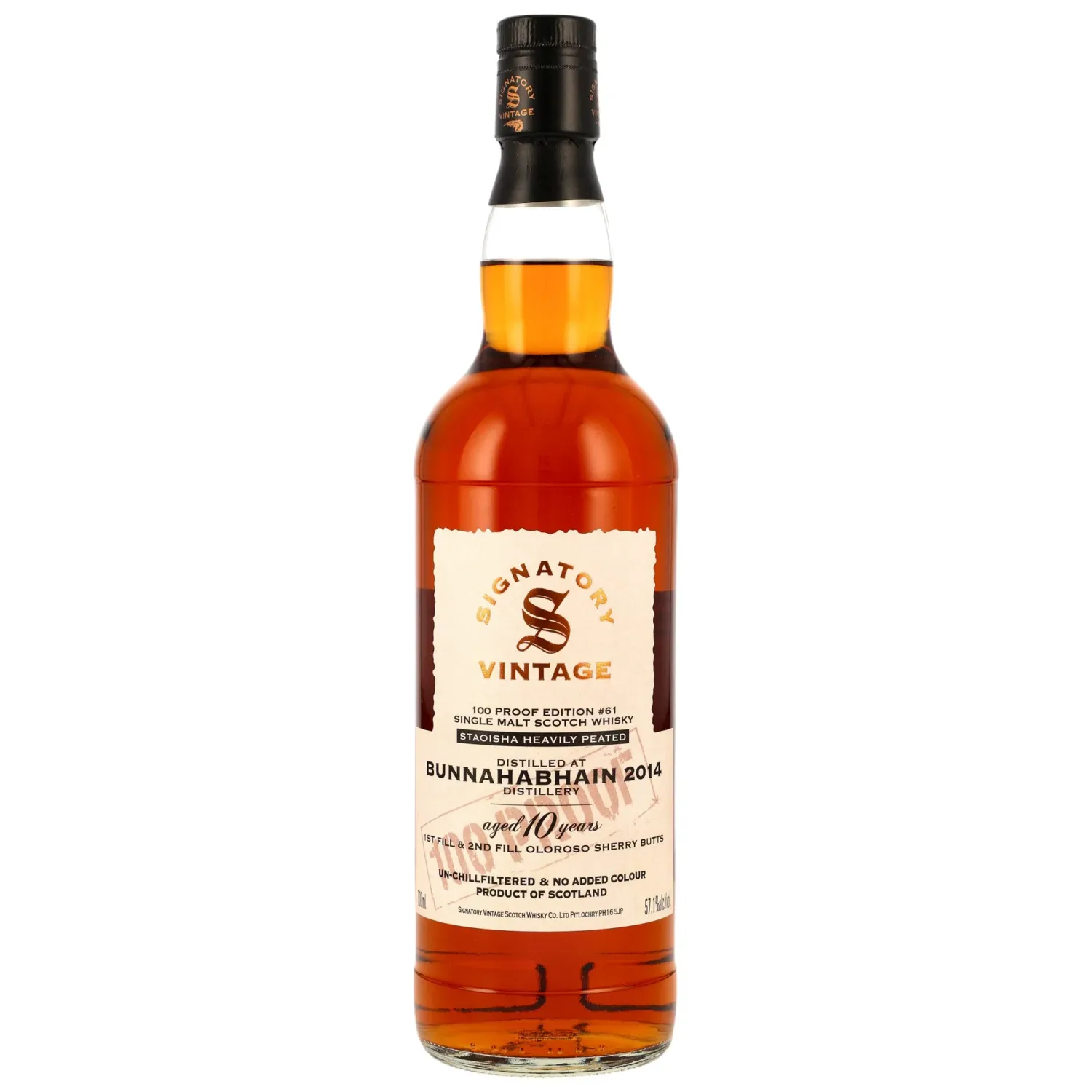 Bunnahabhain Staoisha 10 y.o. - Signatory 100 PROOF Edition #61