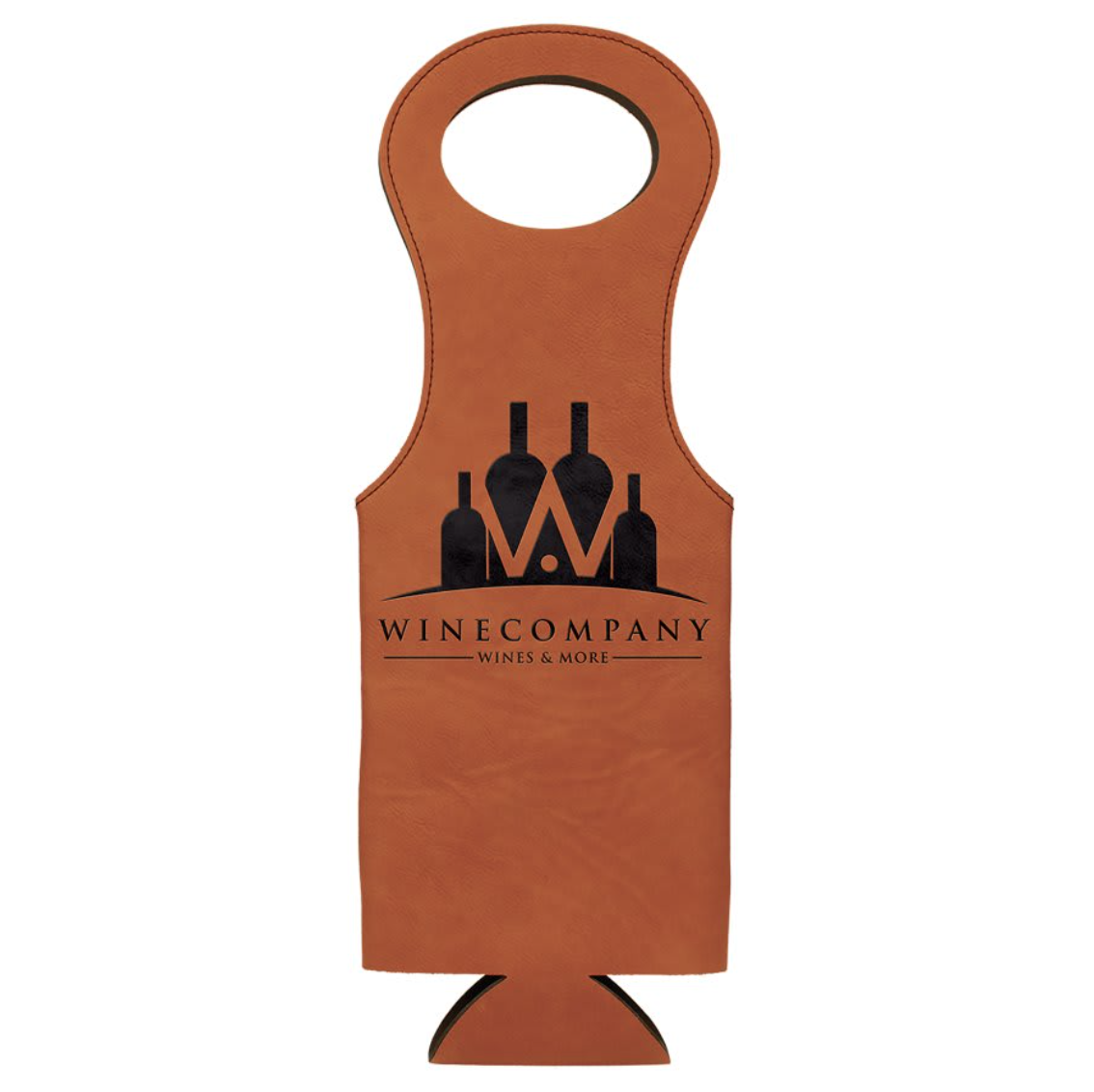 Custom Engraved Leatherette Wine Bag, Color: Rawhide