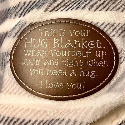 Personalized Leather Patch Hug Blanket Throw