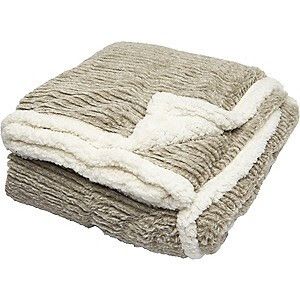 Personalized Leather Patch Hug Blanket Throw, Color: Taupe