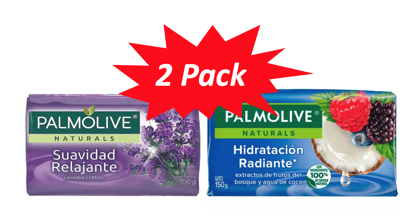 2 Pack Jabón En Barra Palmolive Naturals Hidratación Radiante 150g + Palmolive Lavanda Y Crema, 150g2