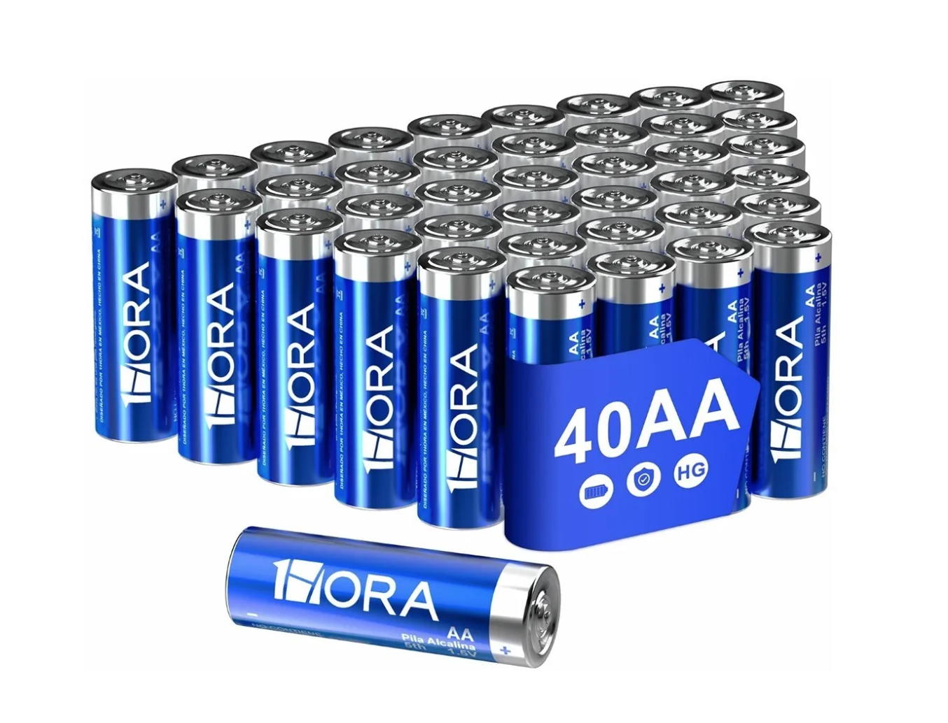 Paquete De 40 Pilas Con Estuches Baterias Alcalinas AA