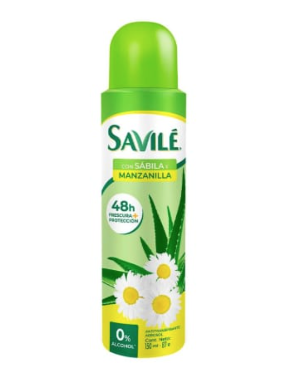 Antitranspirante Savilé sábila y manzanilla en aerosol para dama 150 ml