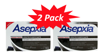 2 Pack: Jabón Facial Asepxia Carbón Detox 100 Gr