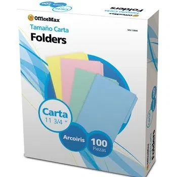 Folder Tamaño Carta OfficeMax Colores Pastel 100 piezas